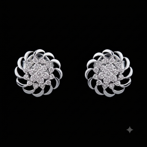 Pendientes de Moissanita con Diseño Floral, Corte Redondo, Joyería para Mujer, para Bodas y Fiestas - Product Image 1