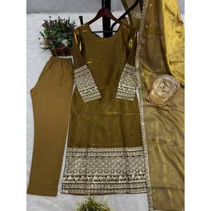 Hermoso Conjunto de Fiesta con Top, Pantalón y Dupatta, Talla XL - Product Image 3