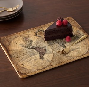 <b>Vintage</b> <b>World</b> <b>Map</b> Wooden Chopping Board Rectangular Cutting Board with Hanging Rope - Product Image 6