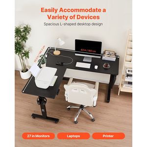 Điện Có Thể Điều Chỉnh Chiều Cao L-Hình Góc Bàn Chơi Game Với Bánh Xe Máy Tính Bàn - Product Image 3