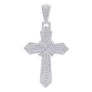Colgante de cruz Iced Out de plata de ley con moissanita, diseño en capas, joyería de lujo personalizada estilo Hip Hop para hombre - Product Image 1