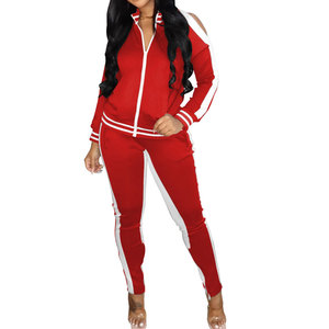 Ensemble de survêtement femme multicolores, style nouveau, 2 pièces, manches longues, fermeture éclair - Product Image 1