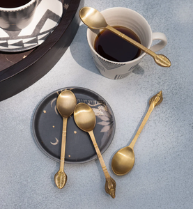 ชุดช้อนทองเหลือง 2 ชิ้น ช้อนและส้อมสำหรับของหวาน งานฝีมือยอดนิยม ช้อนดินเนอร์ด้ามสั้นแบบคลาสสิก - Product Image 6