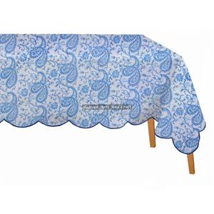 Mantel Rectangular 100% Algodón Estampado a Mano con Diseño Festoneado, Decorativo y Duradero para Mesa de Centro o Mesa de Café - Product Image 4