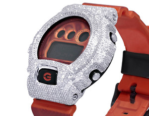 Montre <span class=keywords><strong>Casio</strong></span> <span class=keywords><strong>G</strong></span>-<span class=keywords><strong>Shock</strong></span> Orange 6900 Iced Out <span class=keywords><strong>Diamond</strong></span> 9 9/10CT - Product Image 2