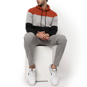 <b>Pullover</b> <b>Men</b> Color Blocking Hoodie Regular Fit Casual Knitted Sweatshirt With Pocket Autumn Wear - Product Image 2