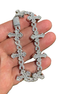 Bracelet jonc religieux de luxe en moissanite avec croix, en argent 925, entièrement pavé de pierres, style hip-hop, bijou tendance, cadeau pour tous - Product Image 2