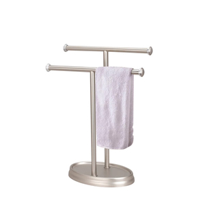 Porte-serviettes en laiton avec 3 barres, étagère autoportante pour salle de bain, support fixe pour serviettes de bain, base en marbre blanc - Product Image 2