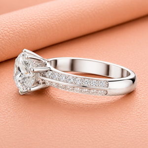 Luxury Lab Grown Cut Diamond Three <b>Stone</b> Engagement <b>Ring</b> VVS1-VVS2 Clarity White Gold Pave Rhodium Plated IGI Certified <b>Ring</b> - Product Image 2