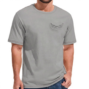 T-shirt blanc à manches courtes pour homme avec logo ailes en relief, coupe classique, col rond, en jersey de coton - Product Image 5