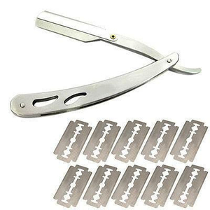 Disposable Stainless Steel Straight Razor Plastic Handle Single Blade Manual Shaving Tool for <b>Men</b> Multi-Use Areas Barber Shop - Product Image 3