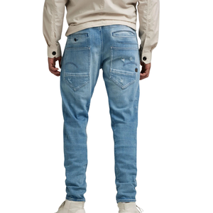 Jeans de Mezclilla con Efecto Desgastado Tridimensional, Corte Recto, Lavado Medio, Elásticos, para Hombre, Invierno, Moda 3D, Venta al Por Mayor, OEM ODM - Product Image 2