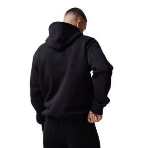 Men's Black Hooded <b>Tracksuit</b> Set Full Length Regular Fit Cotton Sweatshirt Pants Casual Autumn Wear Solid Color Side Pockets - Product Image 4
