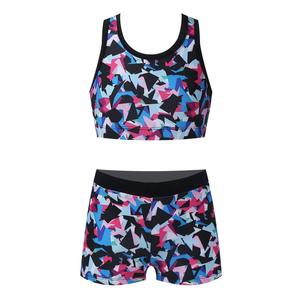 Women's Floral Print <b>Tankini</b> Set Scoop Neck Crop Top With Shorts Spandex Polyester Stretch Swimwear - Product Image 4