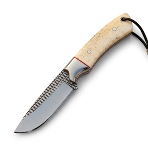 Couteau à lame fixe en acier au carbone pour la chasse et les activités de plein air, manche en os, étui en cuir, fournisseur direct d'usine OEM, vente en gros - Product Image 1