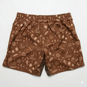 Men's Mustard Yellow Gradient Color Quick Dry 160g Polyester Drawstring Closure Beach Shorts Mid Waist Elastic Waist Swim Trunks - Product Image 3