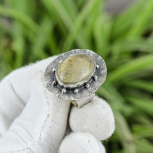 Bague en Rutile Doré Faite à la Main en Argent Sterling 925, Bijou Bohème, Bague en Quartz Rutile Naturel Taille 7 - Product Image 5