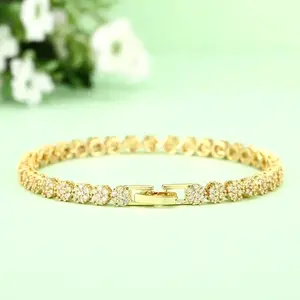 Bracelet tennis de luxe vintage en moissanite véritable taille ronde, serti griffes, en argent sterling 925 plaqué or jaune 14K, bijoux pour homme - Product Image 4