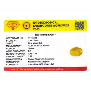 Loose 7.45 Carat Oval Cut Synthetic Yellow Sapphire Gemstone for Fine Jewelry - Product Image 4