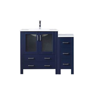 Blu navy 42 pollici. L X 18,25 Pollici Mobile Bagno Singolo con Lavabo in Ceramica Bianca e Rubinetto, con Mobiletto Laterale per Bagni Piccoli - Product Image 1