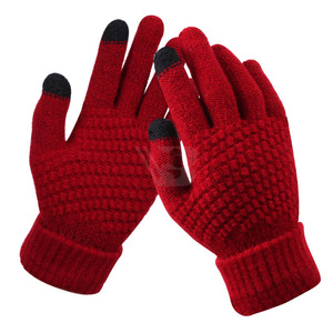 Gants d'hiver thermiques pour écran tactile, en coton et élasthanne, tricot doux, coupe-vent, respirants, pour l'extérieur - Product Image 1