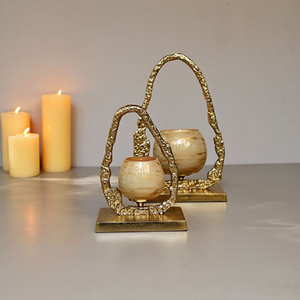 Modern gold textured organic frames with marble-finished glass candle <b>globes</b>. Available at wholesale price. - Product Image 1