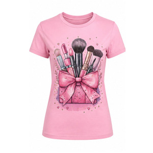 T-shirt imprimé pour femme en coton, décontracté, tendance, streetwear, top doux et respirant, mode estivale quotidienne, broderie - Product Image 1