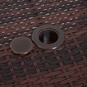 Tavolino da Giardino a 2 Livelli in Vimini con Foro per Ombrellone - Arredamento da Esterno Resistente alle Intemperie - Marrone Misto - Product Image 6