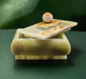 Boîte à bijoux décorative en marbre blanc faite à la main boîtes de rangement artisanales naturelles pour femmes artisanat artisanal - Product Image 3