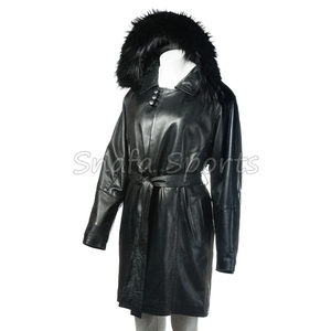 Chaqueta de Cuero Genuino para Mujer, Estilo Casual, Color Sólido, Tejida, de Alta Calidad, para Uso Diario - Product Image 2