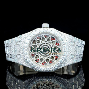 Reloj Mecánico de Lujo para Hombre, Diseño Hip Hop, Acero Inoxidable, con Incrustaciones de Diamantes Moissanite, Esfera Brillante de Alta Calidad - Product Image 1
