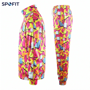 SPOFIT Geometric Print Tracksuit Full <b>Zip</b> Jacket And Pants Set Unisex Streetwear Spring Casual Wear Quick Dry Polyester Material - Product Image 6