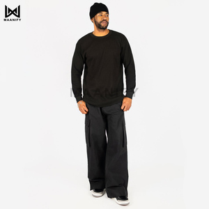 Camiseta Térmica Negra de Algodón Waffle de Corte Holgado para Hombre, con Logotipo Personalizado OEM, Estilo Urbano, la Más Vendida del Fabricante MAANIFY - Product Image 3