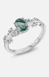 Bague de mariage en argent sterling 925 avec pierre précieuse en agate verte mousse, bague pour femme, cadeau artisanal inspiré de la nature pour elle - Product Image 2