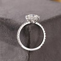Bague de fiançailles Vana Jewels avec diamant ovale de laboratoire certifié IGI, plaqué or 14 carats, sertie pavé, avec halo caché, pour demande en mariage