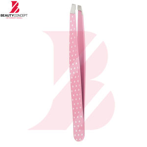 เครื่องมือกำจัดขนบนใบหน้าสีชมพูสำหรับคิ้วและเครา อุปกรณ์ตกแต่งใบหน้าคุณภาพสูง แหนบคิ้วสแตนเลสปลายเฉียง - Product Image 4