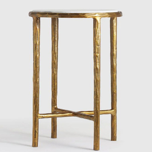 Modern Design Metal Aluminum Casted <b>Round</b> <b>Side</b> <b>Table</b> With Marble Top Set Of 2 - Product Image 2