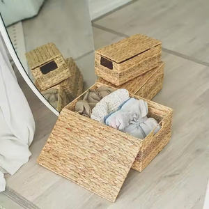 Set of 3 <b>stackable</b> water hyacinth <b>storage</b> trays, organizer trays - Product Image 2