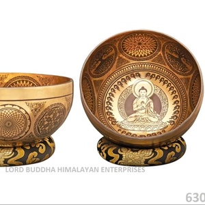 Gaurab Nepal Hand-Carved Brass Singing Bowl Premium Feng Shui Style Metal Craft with Laser <b>Engraved</b> Design <b>Art</b> Collectible - Product Image 1