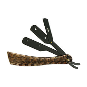 Lame de rasoir à bord unique avec manche en bois UBI, lames interchangeables pour le rasage de la barbe, acier à haute teneur en carbone, noir - Product Image 1
