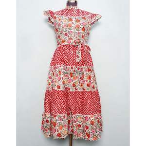 Vestido de verano de algodón indio con estampado digital para mujer, ropa de playa, túnica india étnica, vestido maxi con silueta en A y cierre de botones. - Product Image 3