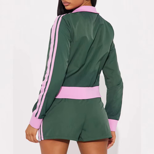 Conjunto de Chaqueta Corta y Pantalones Cortos Cortavientos Personalizados para Mujer, de Nailon Taslon Premium, con Bolsillos Cargo, Ropa Urbana para Exteriores, OEM ODM - Product Image 4