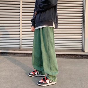 <b>Men's</b> <b>Baggy</b> Jeans <b>Men</b> Jeans <b>Trouser</b> Latest Green Straight Tube Youth Fashion Loose Jeans - Product Image 3