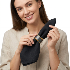 Anneaux de serviette en résine marbrée durables, élégants supports de table faits à la main pour anniversaire, décoration de table moderne et luxueuse - Product Image 1