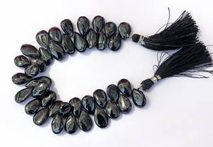 ลูกปัดพลอยสปิเนลสีดำธรรมชาติทรงลูกแพร์เรียบเนียน สำหรับทำเครื่องประดับ ขายส่ง - Product Image 2