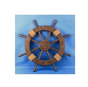Wooden <b>Ship</b> <b>Wheel</b> Oceanfront Display Accent Intended to Inspire Beach Style Interiors with Timeless Seafaring Elegance - Product Image 2