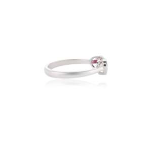 18K Gold Heart Diamond & Oval Ruby Toi Et Moi Ring - Product Image 4