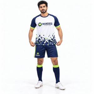 Ensemble Maillot et Short de Football Personnalisé 100% Polyester à Séchage Rapide, Col Rond/Col en V, Noms et Numéros Imprimés par Transfert Thermique pour Adultes - Product Image 2