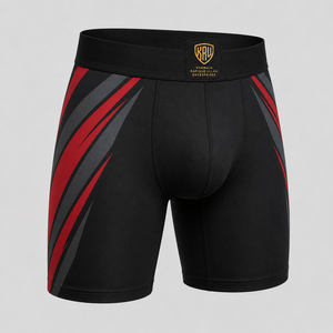 Shorts de compression MMA pour hommes Khawaja Rafique Ullah Enterprises, noir, rouge, gris, coupe régulière, évacuation de l'humidité, respirant, extensible, 300g - Product Image 5
