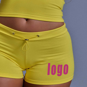 Custom Logo Y2K Women Sexy Fleece Two Piece <b>Set</b> Strapless Tube Top Shorts <b>Set</b> 100% Cotton Breathable Eco-Friendly for Wear - Product Image 3
